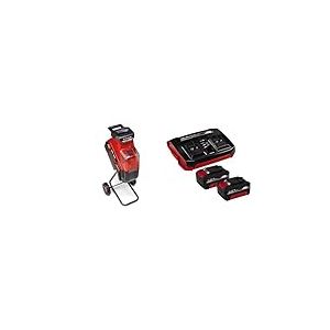 Einhell Broyeur de végétaux sans fil REDAXXO 36/25 Power X-Change (36V, épaisseur de branche max. 25 mm, 3 lames réversibles en acier, sac collecteur de déchets 55L) + Twincharger et 2 Batteries 4,0Ah