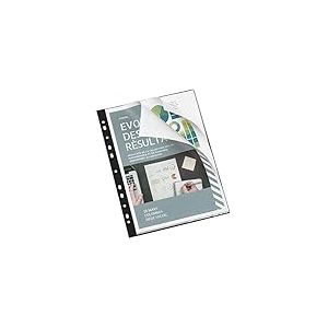 Viquel - Pochettes perforées reliées pour classeur A4 - Porte documents 40 vues - Noir (Lot de 6)