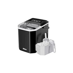 Silonn Machine à glaçons avec poignée - Portable et autonettoyante, Mini Ice Maker 9 glaçons/6 min. 12 kg/jour, facile à retirer les glaçons et à utiliser n'importe où