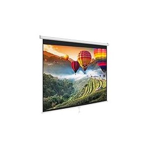 Pyle &Eacute;cran de Projection 72&Prime; &ndash;&Eacute;cran Vid&eacute;oprojecteur Manuel Enroulable Universel, Compatible Full HD, Hauteur R&eacute;glable | Montage Mural/Plafond, pour Cin&eacute;ma Maison, Bureau, Classe