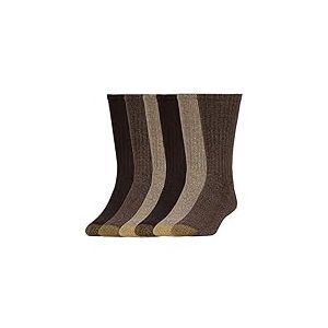 GOLDTOE Chaussettes Harrington Crew pour homme, plusieurs paires, Taupe chin&eacute;/kaki (6 paires), X-Large