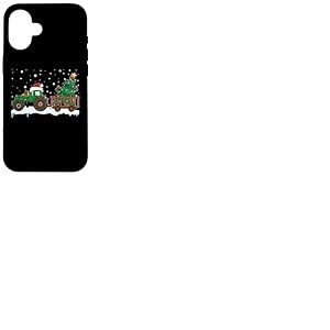 Tracteur de No&euml;l avec remorque et Grand Arbre avec lumi&egrave;res Coque pour iPhone 16