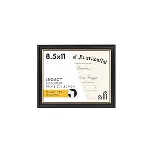 Americanflat Ornate Cadre photo de 21,6 x 27,9 cm en noir et doré – Cadre pour certificat avec verre résistant aux chocs et chevalet pour affichage mural et de table – Cadre photo vintage décoratif