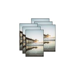 Americanflat Lot de 6 cadres photo en plastique sans cadre avec verre incassable et chevalet pour affichage horizontal et vertical.
