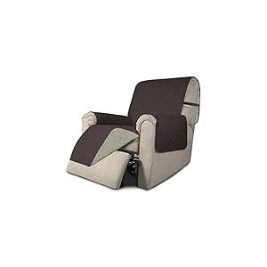 Easy-Going Housse de canap&eacute; r&eacute;versible pour fauteuil inclinable &ndash; R&eacute;sistante &agrave; l'eau avec sangles &eacute;lastiques &ndash; Pour animaux de compagnie (fauteuil inclinable, 55,9 cm, chocolat/beige)