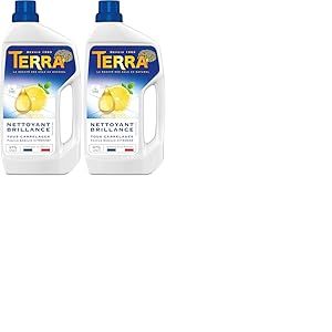 TERRA Nettoyant Brillance Tous Carrelages | Parfum Basilic Citronn&eacute; | 97% d'ingr&eacute;dients d'origine naturelle et certifi&eacute; Ecolabel | Fabriqu&eacute; en France | 900 mL (Lot de 2)