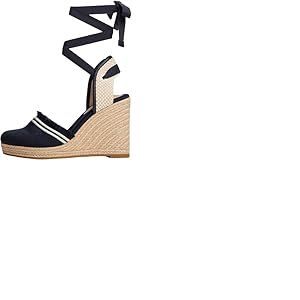 Tommy Hilfiger Espadrilles Compens&eacute;es Femme Fringe Canvas &agrave; Talon Compens&eacute;, Bleu (Space Blue), 36