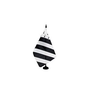AZ FLAG - Drapeau De Table Bretagne Big Gwenn Ha Du 21x14 cm - Petit Drapeau Breton De Bureau 100% Polyester Avec Hampe De 25cm Et Socle En Plastique Noir