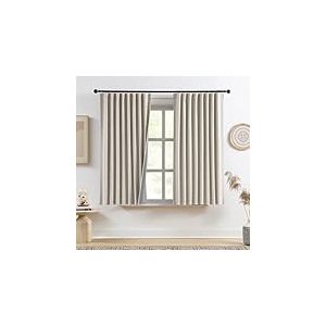 Rain City Lot de 2 Rideaux occultants Beige 127 x 160 cm de Style Rustique en Toile de Jute textur&eacute;e avec Languette arri&egrave;re et Passe-Tringle