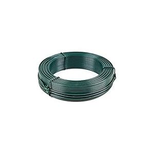 Fil de Fer plastifié Vert Ø2,7mm rouleau 100m Fil métal enduit PVC Fil tension clôture, jardin, bricolage