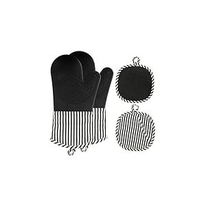 AiQInu Gant Four Silicone, Gant Cuisine Four Silicone 230°C Résistants, Gant Four Anti Chaleur AntidéRapants pour Cuisine Cuire Et Griller