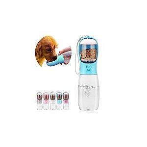 AVELORA Bouteille d'eau Portable pour Chien, Bouteille d'eau Portable avec r&eacute;cipient de Nourriture, Distributeur d'eau Portable d'ext&eacute;rieur pour Chat, Chiot, Animaux de Compagnie pour la Marche, la