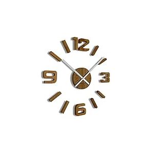 FLEXISTYLE Horloge Murale 3D DIY en Bois de chêne - Grande Horloge Murale 3D - 50-75 cm - Design Moderne - EKO - Horloges murales décoratives pour Salon, Chambre à Coucher - Horloge à Quartz