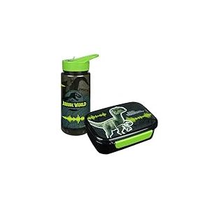 Scooli - Jurassic World Set de Vaisselle pour Enfants - Set composé d'une boîte à Pain et d'une Gourde - idéal pour l'école ou Le Jardin d'enfants - à partir de 4 Ans - en Plastique - sans BPA