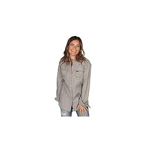 Wrangler Chemise Western en Jean à Manches Longues et Boutons-Pression sur Le Devant Blouse, Denim Gris, L Femme
