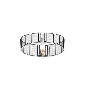 Yaheetech Parc pour Chien 16 Panneaux Enclos Chien Chiot Lapin Rongeur Cage pour Chiens Interieur Cl&ocirc;ture Chiens Chenil Exterieur 80cm