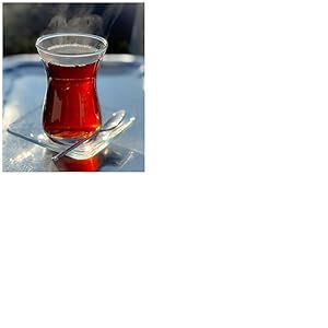 Topkapi Ajda-Sultan Lot de 18 pièces à thé turc, avec 6 verres à thé, 6 soucoupes et 6 cuillères à café, transparentes