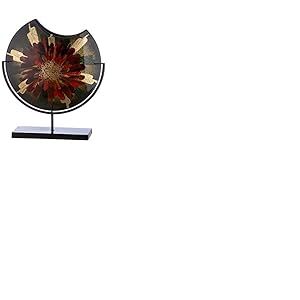 GILDE GLAS art Vase Rond en Verre sur Pied en m&eacute;tal - D&eacute;coration de Salon - Cadeau pour Femme - Peint &agrave; la Main - Couleur : Vert, Rouge, Or - Hauteur : 37 cm