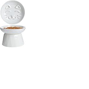 Kopmath Gamelle sur&eacute;lev&eacute;e pour Chat - Mangeoire Lente en c&eacute;ramique pour Chat - Alimentation Saine pour Aliments humides et secs - Robuste et adh&eacute;rente - Assiette de Nourriture Puzzle pour Animaux de