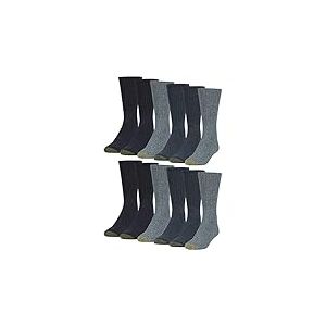 GOLDTOE Harrington Crew Socks, Multipairs Chaussettes, Denim/Chambray/Bleu Marine (12 Paires), Large (lot Homme