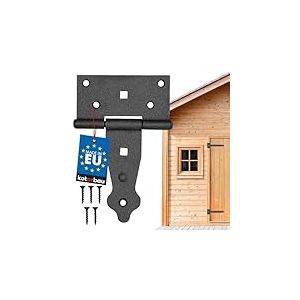 Kotarbau &ndash; Charni&egrave;re &agrave; penture droite de 100 &agrave; 400 mm &ndash; Pour volet, porte, portail, ferrure de jardin &ndash; Avec rev&ecirc;tement thermolaqu&eacute;, noir