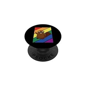 LGBTQ Drapeau Gay Pride Mois Rainbow Beaver avec Lunettes LGBT PopSockets PopGrip Adhésif