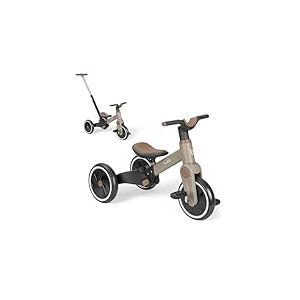 KikkaBoo Tricycle B&eacute;b&eacute; &Eacute;volutif 5 en 1 Flash, V&eacute;lo sans P&eacute;dales et Draisienne &Eacute;volutive, Poign&eacute;e Parentale R&eacute;glable, Roues EVA, Cadre en Acier, 1,5 &agrave; 4 Ans, Beige