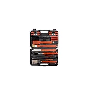 InnovaGoods - Mallette Barbecue Portable 18 Pi&egrave;ces, Design Compact, R&eacute;sistante et Durable, Polyvalence et Fonctionnalit&eacute;, Noir/Orange, Taille Unique, Bois