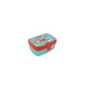 p:os - Boîte à Pain Paw Patrol Bleue pour Enfants avec Compartiment, Boîte à Déjeuner Plastique Fermeture à Clip pour Jardin d'Enfants, École et Loisirs