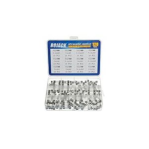 BOJACK Assortiment de 120 fusibles en verre &agrave; fusion lente 5 x 20 mm 250 V T0,5 A 1 A 1,25 A 1,6 A 2,5 A 3 A 3,15 A 4 A 5 A 6,3 A 10 A dans une bo&icirc;te en plastique transparent