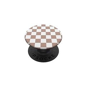 Motif Damier Marron Beige Classique PopSockets PopGrip Adhésif