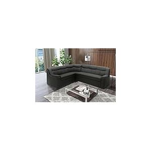 DOMO. collection Berlin Canap&eacute; d'angle Intemporel en Cuir synth&eacute;tique avec Fonction Convertible et Rembourrage &agrave; Ressorts, canap&eacute; en Forme de L, 205 x 250 x 89 cm, Noir