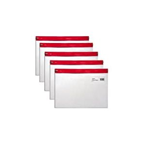 Snopake A5 255x190mm Zippa Bag 'S' avec Zip Strip - Transparent/ Rouge (Lot de 5)