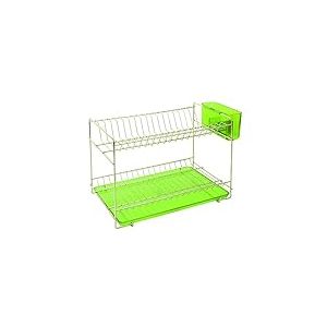 Sauvic 91020 Égouttoir à Vaisselle Inoxydable avec Plateau Vert 38,5 x 25 x 28 cm.
