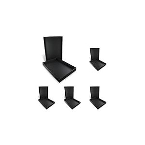 Honsell 81330 - Bo&icirc;te de rangement avec couvercle pour formats DIN A5, dimensions int&eacute;rieures env. 23,0 x 16,0 x 3,5 cm, bo&icirc;te en carton noir avec surface satin&eacute;e (Lot de 5)