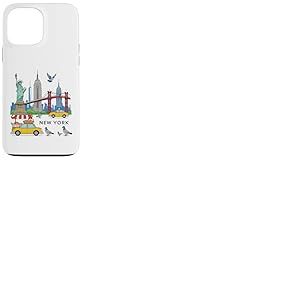 Souvenir de New York City USA pour Enfants, Taxi, Pigeon Jaune Coque pour iPhone 13 Pro Max