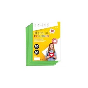 Papier A4 Couleur - Feuilles A4 80g Pour Imprimante Jet d'Encre et Laser, Ramette Papier Pour Loisirs Créatifs, Bricolage et Décoration M-office (50 feuilles, Vert)