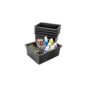 Storex Lot de 5 Plateaux de Rangement, Format Lettre, 25,4 x 33 x 12,7 cm, Noir, 62523U05C