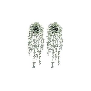 COCOBOO Lot de 2 Plantes d'eucalyptus artificielles à Suspendre pour étagère, Fausses Plantes en Pot pour Mur, Maison, terrasse, décoration intérieure et extérieure