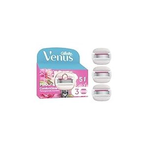 Gillette Venus Lot De 3 Recharges De Rasoir Pour Femme, Pro ComfortGlide Tropical Parfum Grenade AUTHENTIQUES, A 5 Lames, Soin Hydratant Olay Contre La Peau Sèche Après Le Rasage Du Corps Et Des Poils