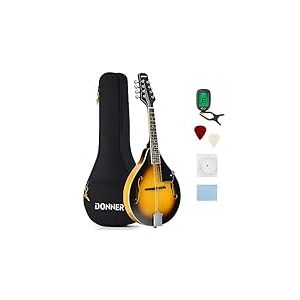 Donner DML-1 Mandoline style A Style mandoline avec 8 cordes pour débutant adulte Sac accordeur médiators Sunburst