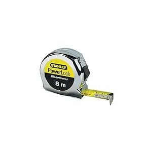 Stanley 0-33-527 Powerlock Blade Armor Mètre Ruban 8 M X 25 Mm Fabriqué En France - Ruban Large - Revêtement Blade Armor - Revêtement Mylar - Crochet 3 Rivets - Boitier Abs Antichoc - Blocage De Ruban