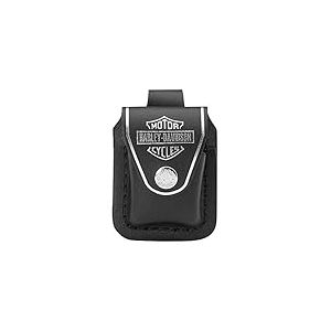 Zippo - Pochette De Ceinture pour Briquet Tempête, Motif Harley Davidson, en Cuir Noir, Pochette Pratique avec Pince