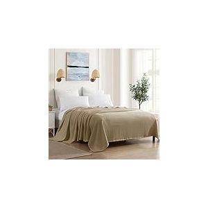 Sweet Home Collection Couverture tiss&eacute;e 100% Coton Fin, Taupe, lit Double/Grand lit