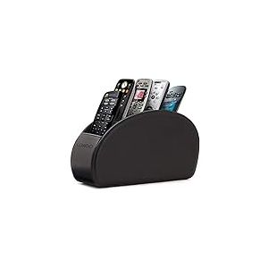 Londo Range Télécommandes à 5 Compartiments - DVD, Blu-Ray, TV, Chaîne Hi-Fi, Roku ou Apple TV - Cuir avec Doublure Suédée - Faible Encombrement pour Séjour ou Chambre (Noir)