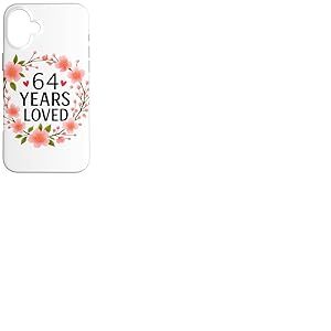 64 Years Loved Floral 64th Birthday Women 64 Years Old Coque pour iPhone 16 Plus