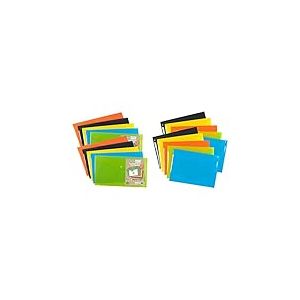 eco-eco eco079x2 Lot de 10 Pochettes à Boutons pression en Plastique recyclé 50% couleurs assorties Vert/Noir/Bleu/Jaune/Orange & eco078x2 Lot de 10 Chemises en Plastique 50% recyclées A6