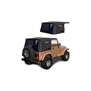 Sierra Offroad Capote souple pour Jeep Wrangler TJ de 1997 &agrave; 2006 &ndash; Noir, vinyle denim &ndash; Capote souple 2 portes avec fen&ecirc;tres arri&egrave;re teint&eacute;es en plastique &ndash; Remplacement de pr&eacute;cision d'usine &ndash; Pas de
