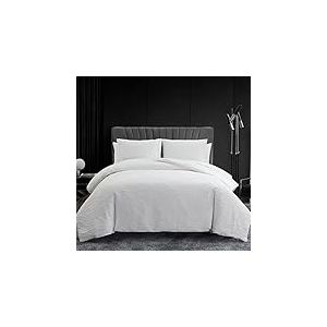 Vera Wang - Parure de lit King Size avec Fermeture à Boutons, Comprend des taies d'oreiller Assorties (Blanc froissé Abstrait, très Grand lit)
