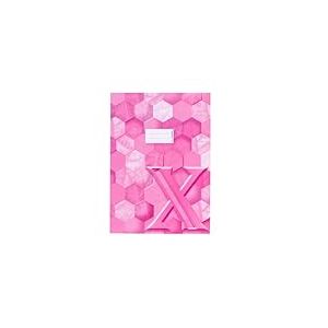 HERMA 20095 Protège-cahiers A4 en carton rose, avec champ d'inscription en papier solide et extra fort, protège-cahiers avec motif hexagonal, pour cahiers d'école, couleur